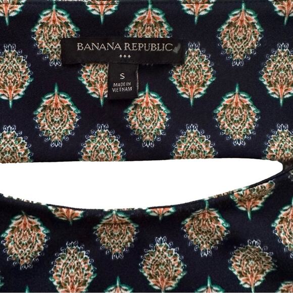 Banana Republic Factory Dress Blue Print Sleeveless Back Cut Out Shift Small - Picture 2 of 11